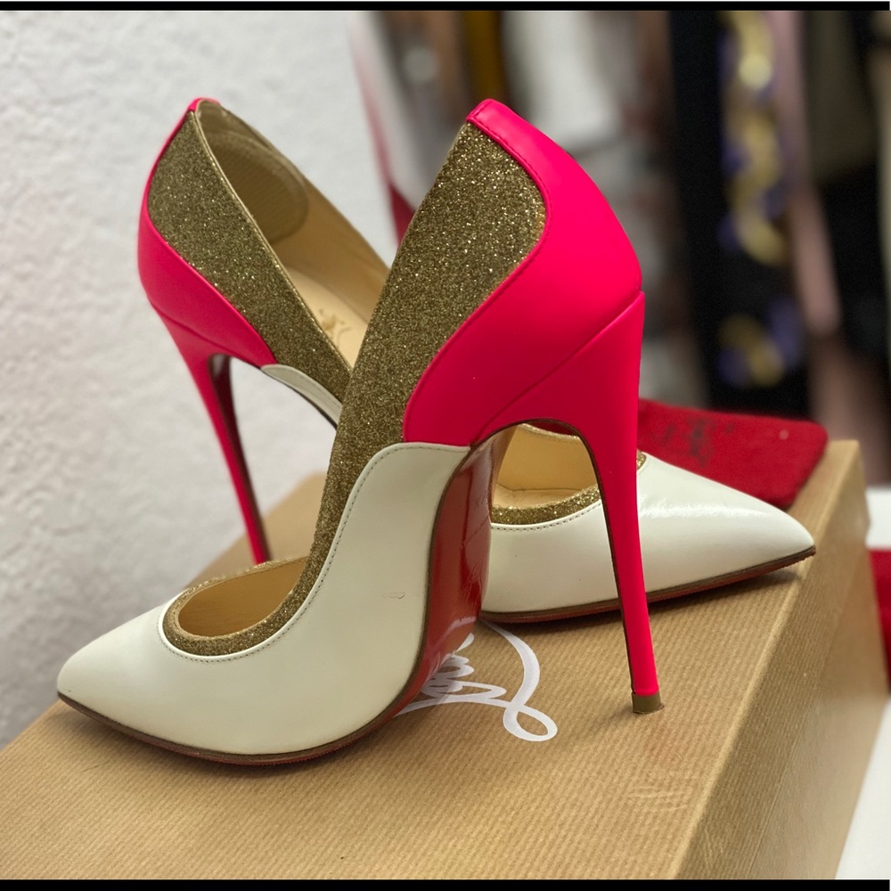 Christian Louboutin Tucsick white/gold glitter